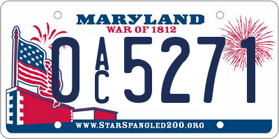 MD license plate 0AC5271