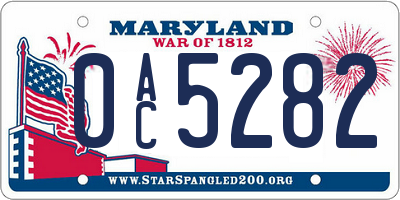 MD license plate 0AC5282