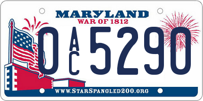 MD license plate 0AC5290