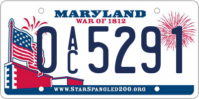 MD license plate 0AC5291