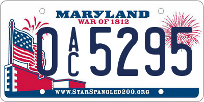 MD license plate 0AC5295