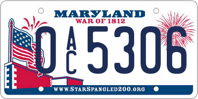 MD license plate 0AC5306