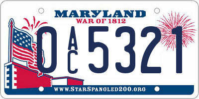 MD license plate 0AC5321