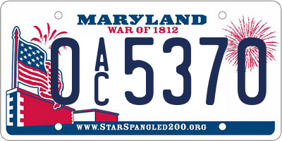 MD license plate 0AC5370