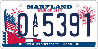 MD license plate 0AC5391