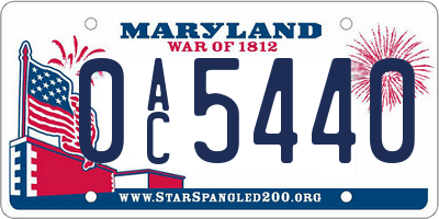MD license plate 0AC5440