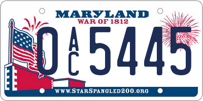 MD license plate 0AC5445