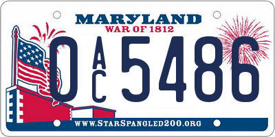 MD license plate 0AC5486