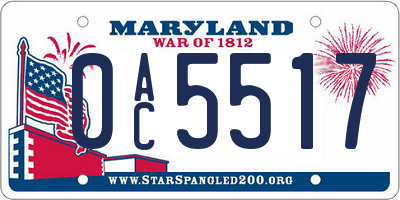 MD license plate 0AC5517