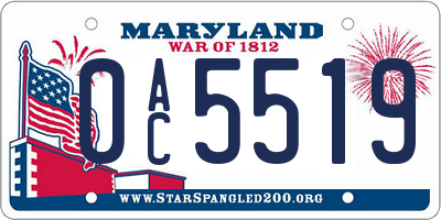 MD license plate 0AC5519