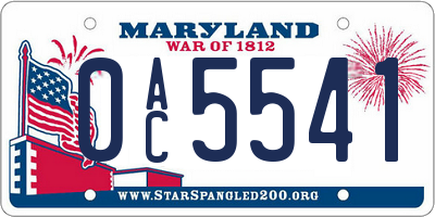 MD license plate 0AC5541