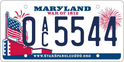 MD license plate 0AC5544