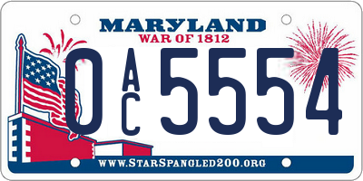 MD license plate 0AC5554