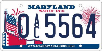 MD license plate 0AC5564