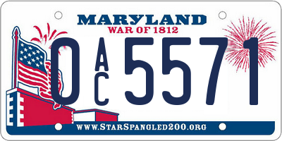 MD license plate 0AC5571