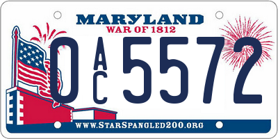 MD license plate 0AC5572