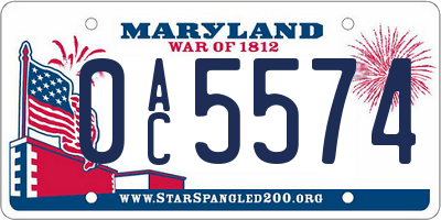 MD license plate 0AC5574
