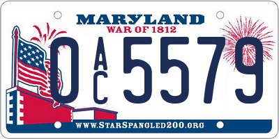 MD license plate 0AC5579