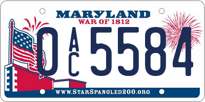 MD license plate 0AC5584