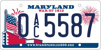 MD license plate 0AC5587