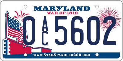 MD license plate 0AC5602