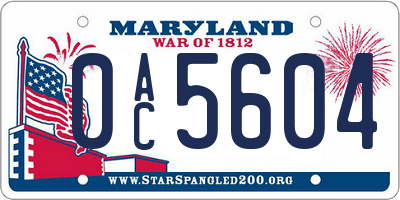 MD license plate 0AC5604