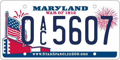MD license plate 0AC5607