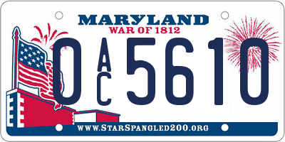 MD license plate 0AC5610