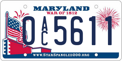 MD license plate 0AC5611