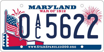 MD license plate 0AC5622