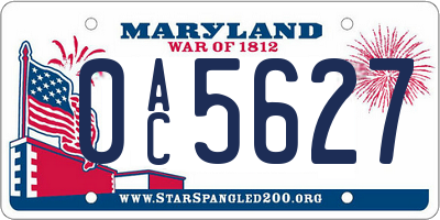 MD license plate 0AC5627