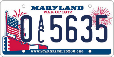 MD license plate 0AC5635
