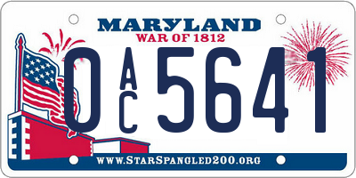 MD license plate 0AC5641