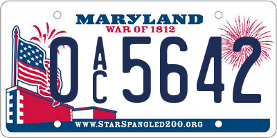 MD license plate 0AC5642