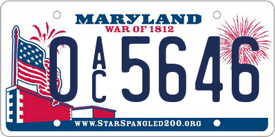 MD license plate 0AC5646