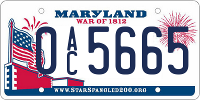 MD license plate 0AC5665