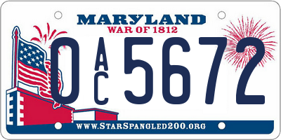 MD license plate 0AC5672