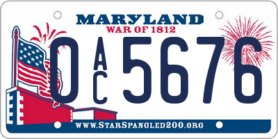 MD license plate 0AC5676
