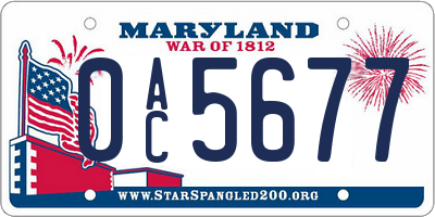 MD license plate 0AC5677
