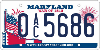 MD license plate 0AC5686