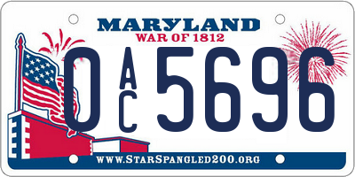 MD license plate 0AC5696