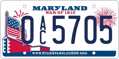 MD license plate 0AC5705