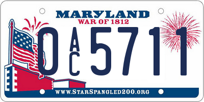 MD license plate 0AC5711