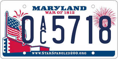 MD license plate 0AC5718