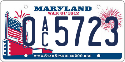 MD license plate 0AC5723