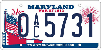 MD license plate 0AC5731