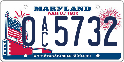 MD license plate 0AC5732