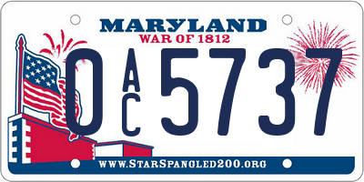 MD license plate 0AC5737