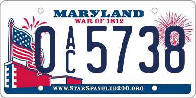 MD license plate 0AC5738
