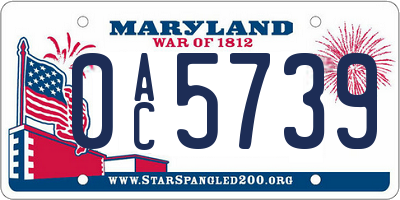 MD license plate 0AC5739